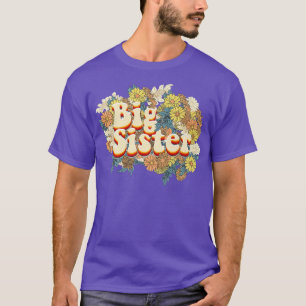 Retro bloemige grote zus broers en zusters kleine t-shirt