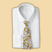 Retro bloemige mosterdgele crème zwarte stropdas