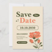 Retro Bloemige Tuin Save The Date (Voorkant)