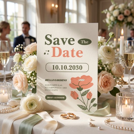 Retro Bloemige Tuin Save The Date
