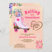 Retro bloemige turquoise rollerschaats boho baby s kaart (Voorkant / Achterkant)