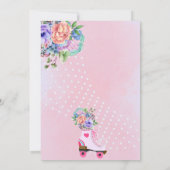 Retro bloemige turquoise rollerschaats boho baby s kaart (Achterkant)