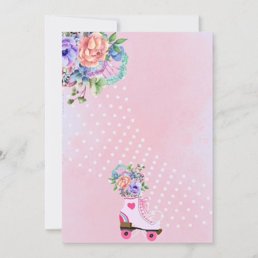 Retro bloemige turquoise rollerschaats boho baby s kaart (Achterkant)