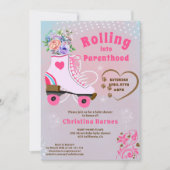 Retro bloemige turquoise rollerschaats boho baby s kaart (Voorkant)