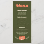 Retro Bloemige Vintage Tuin Bruiloft  Menu (Voorkant)