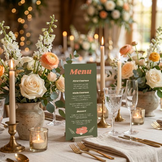 Retro Bloemige Vintage Tuin Bruiloft  Menu