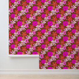 Retro bloemkunst diagonaal patroon behang