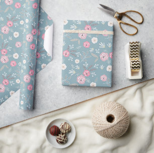 Retro bloemmotief. cadeaupapier