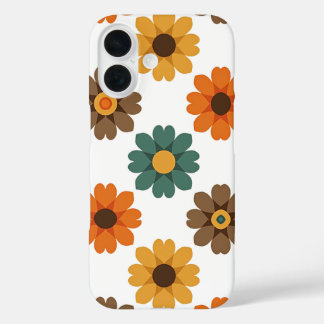 Retro bloemmotief en vintage 70s botanisch motief iPhone 16 hoesje