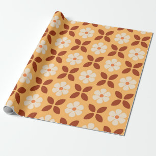 Retro Bloemmotief Herfstbladeren Naadloos Patroon Cadeaupapier