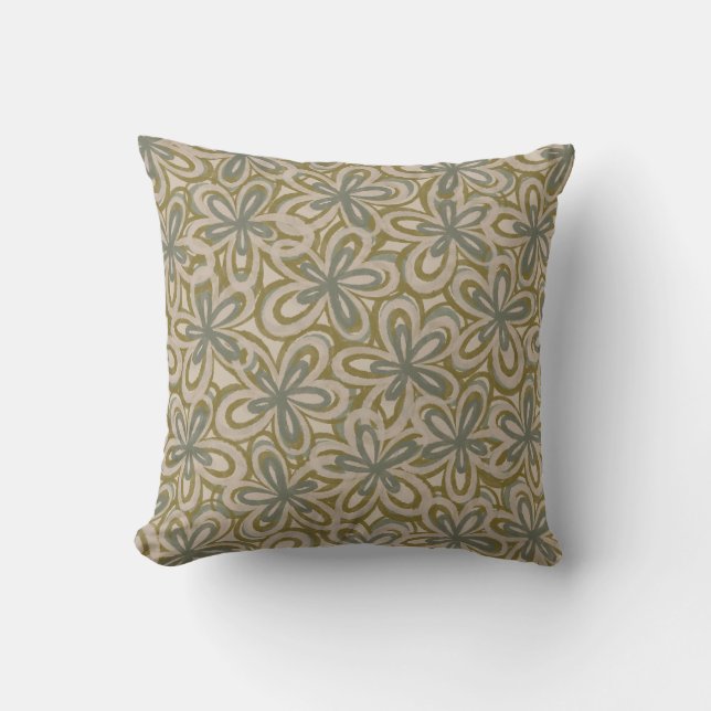 Retro bloemmotief in gedempte  kleuren kussen (Voorkant)