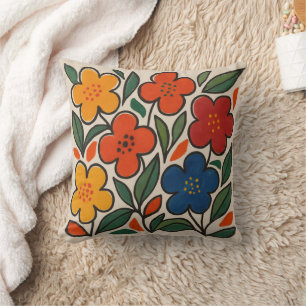 Retro bloemmotief in jaren 60 stijl kussen