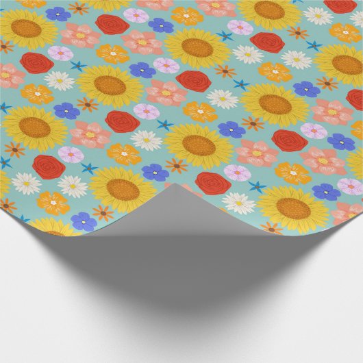 Retro Bloemmotief Inpakpapier (Hoek)