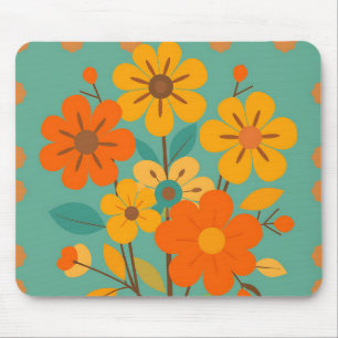Retro bloemmotief met Abstracte vormen in warm Muismat