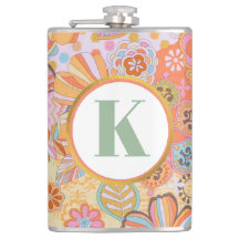 Retro bloemmotief met monogram groovy patroon