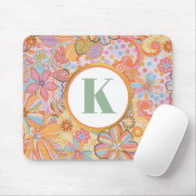 Retro bloemmotief met monogram groovy patroon