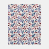 Retro bloemmotief met roze, bordeaux bloemen fleece deken (Voorkant)
