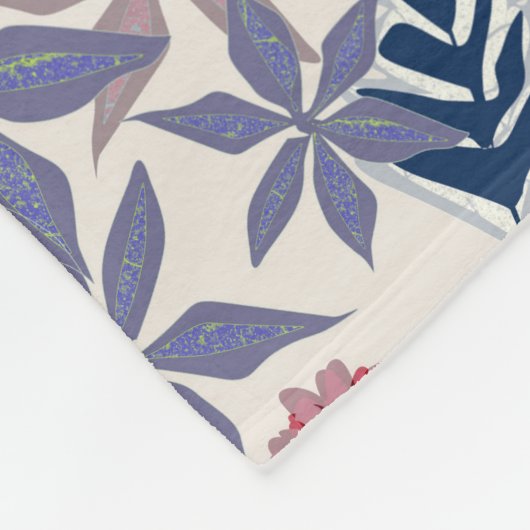 Retro bloemmotief met roze, bordeaux bloemen fleece deken (Hoek)