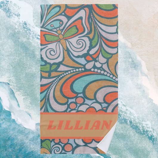 Retro  bloemmotief strandlaken