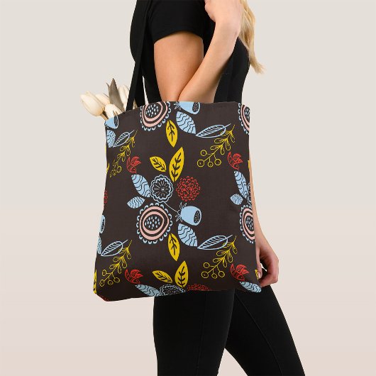 Retro Bloemmotief Tote Bag