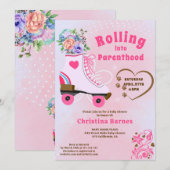 Retro bloemmotief turquoise rollerschaats boho bab kaart (Voorkant / Achterkant)