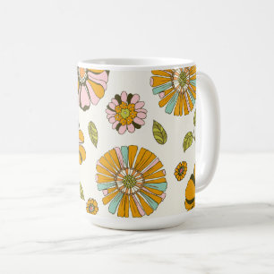 Retro bloemmotief uit de jaren 70 koffiemok