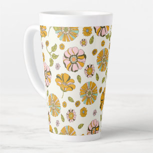 Retro bloemmotief uit de jaren 70 latte mok