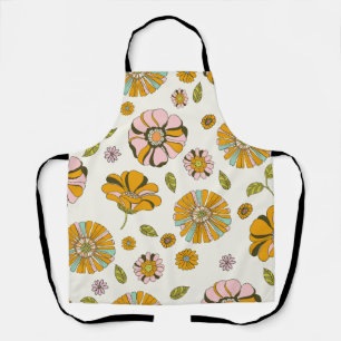 Retro bloemmotief uit de jaren 70 schort