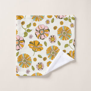 Retro bloemmotief uit de jaren 70 washandje