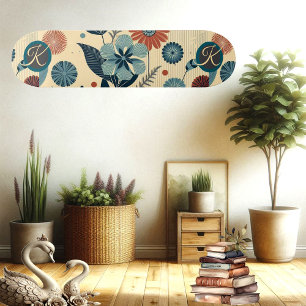 Retro bloemmotief vintage patroon monogram trendy persoonlijk skateboard