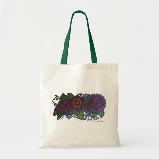 Retro, bloemontwerp tote bag (Voorkant)