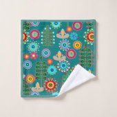 Retro, bloempatroon bad handdoek (Wasdoekje)