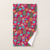 Retro, bloempatroon bad handdoek (Handdoek)