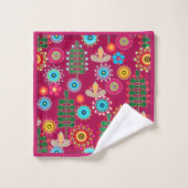 Retro, bloempatroon bad handdoek (Wasdoekje)