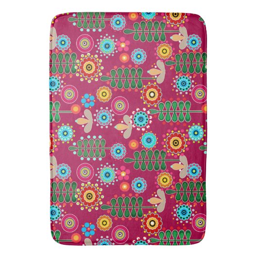 Retro, bloempatroon badmat (Voorkant Verticaal)