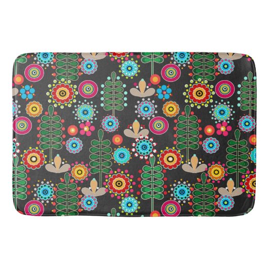 Retro, bloempatroon badmat (Voorkant)