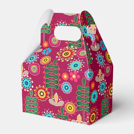 Retro, bloempatroon bedankdoosjes (Voorkant Zijde)