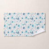 Retro, bloempatroon, blauw, grijs, bloemen bad handdoek (Handdoek)