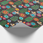 Retro, bloempatroon cadeaupapier (Hoek)