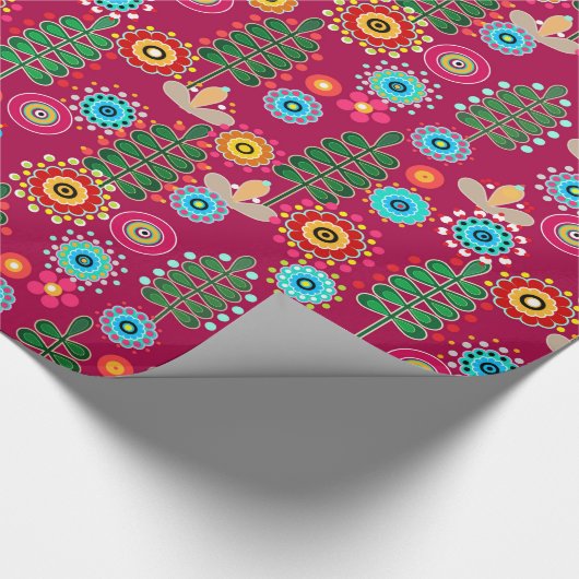 Retro, bloempatroon cadeaupapier (Hoek)