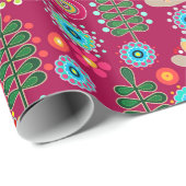 Retro, bloempatroon cadeaupapier (Rol Hoek)