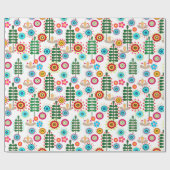 Retro, bloempatroon cadeaupapier (Vlak)