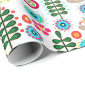 Retro, bloempatroon cadeaupapier (Rol Hoek)