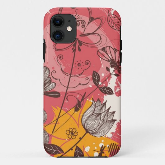 Retro bloempatroon Case-Mate iPhone case (Achterkant)