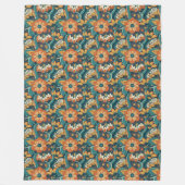 Retro bloempatroon fleece deken (Voorkant)