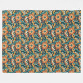 Retro bloempatroon fleece deken (Voorkant (Horizontaal))
