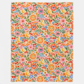 Retro bloempatroon fleece deken (Voorkant)