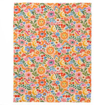 Retro bloempatroon fleece deken