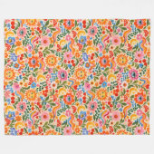 Retro bloempatroon fleece deken (Voorkant (Horizontaal))