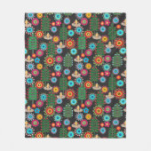 Retro, bloempatroon fleece deken (Voorkant)